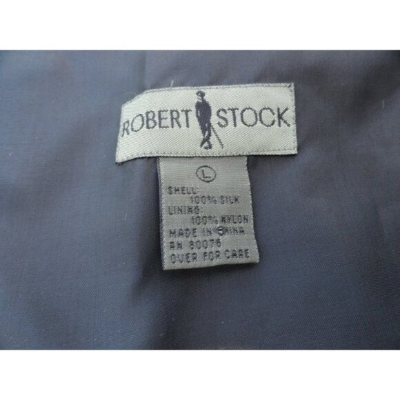 Vtg Men’s Robert Stock 100% Silk Black & Silver Paisley Vest Retro Mod Pockets L - Picture 4 of 9